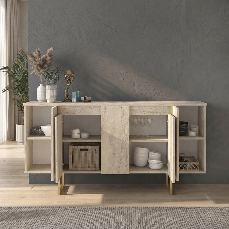 Orontes Megapap melamine console in travertine - gold color 160x35.2x80cm.