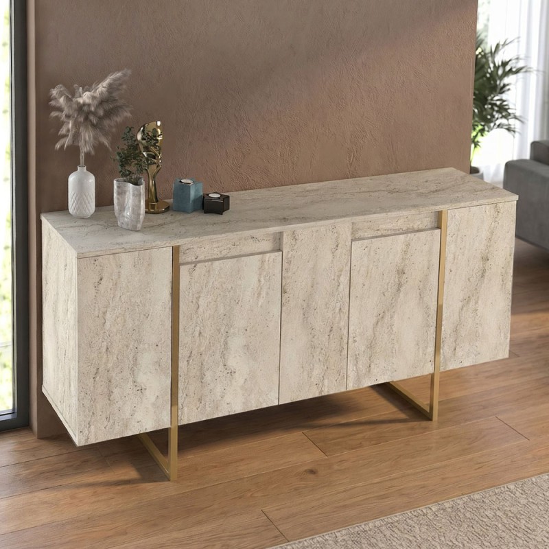 Orontes Megapap melamine console in travertine - gold color 160x35.2x80cm.