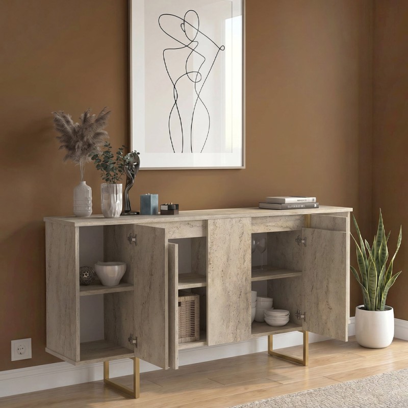 Orontes Megapap melamine console in travertine - gold color 160x35.2x80cm.