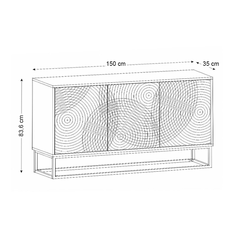Themis Megapap melamine buffet in black - sapphire oak color 150x35x83,6cm.