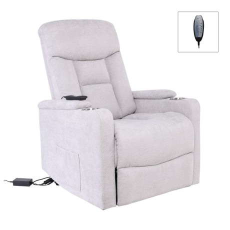 NANCY Lift-Relax Armchair, Fabric Light Grey (Electric Lift & Tilt)