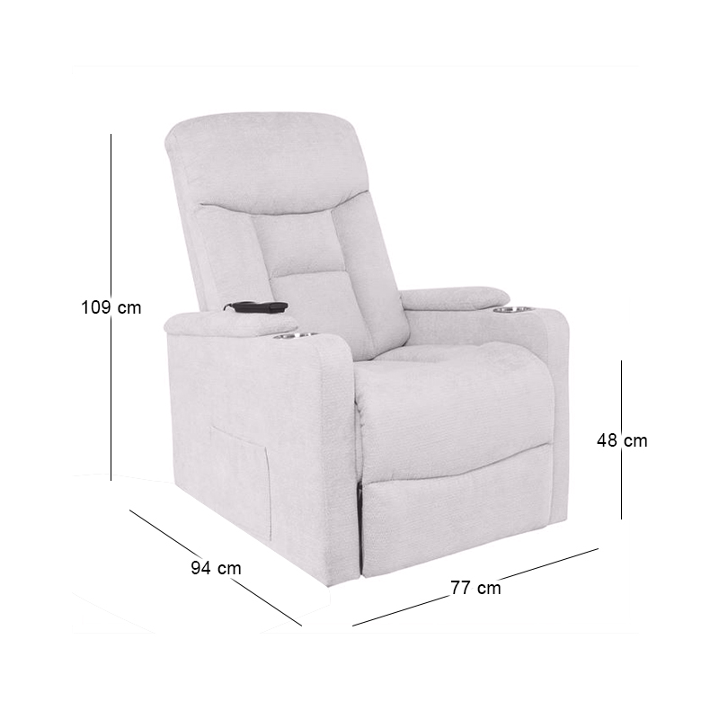 NANCY Lift-Relax Armchair, Fabric Light Grey (Electric Lift & Tilt)