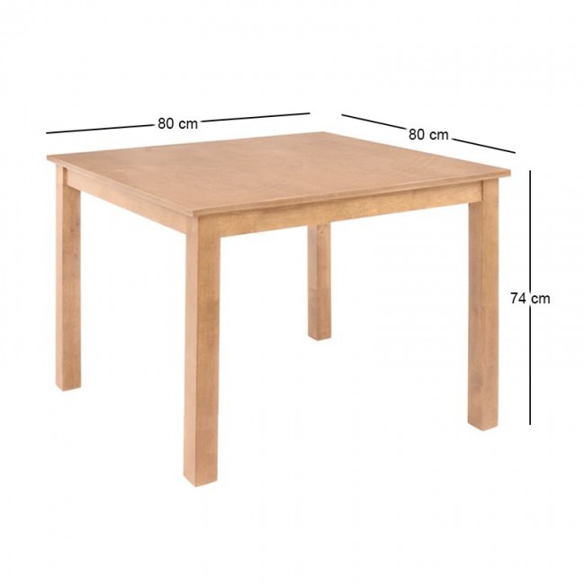 NATURALE Τραπέζι Mdf, Απόχρωση Oak 80x80x74cm