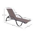NEXT Ξαπλώστρα, Στοιβαζόμενη Αλουμίνιο Βαφή Ανθρακί Textilene Cappuccino 67x194x29/47cm