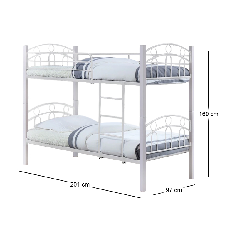 NORTON Double Deck Bed 90x190 Metal White/Wood White