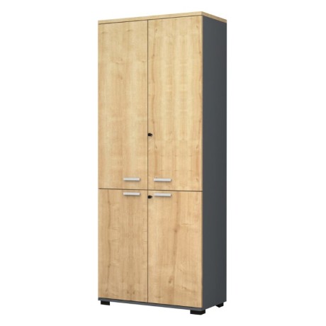 Venturo Megapap melamine office bookcase with doors in athracite - oak color 80x40x200cm.