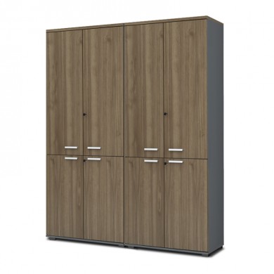 Venturo Megapap melamine office bookcase with doors in athracite - walnut color 160x40x200cm.