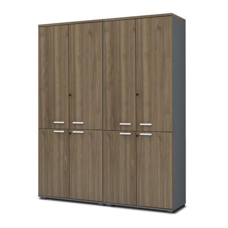 Venturo Megapap melamine office bookcase with doors in athracite - walnut color 160x40x200cm.