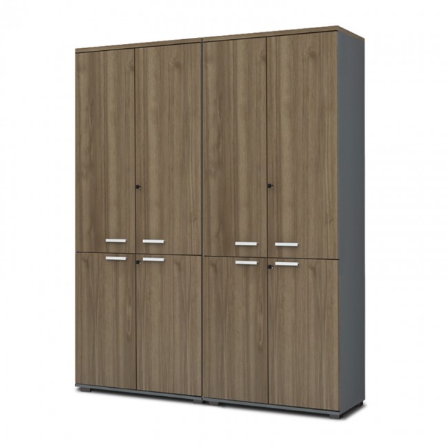 Venturo Megapap melamine office bookcase with doors in athracite - walnut color 160x40x200cm.