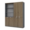Venturo Megapap melamine office bookcase with doors in athracite - walnut color 160x40x200cm.