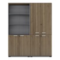 Venturo Megapap melamine office bookcase with doors in athracite - walnut color 160x40x200cm.