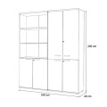 Venturo Megapap melamine office bookcase with doors in athracite - walnut color 160x40x200cm.