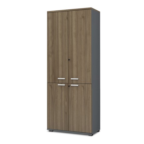 Venturo Megapap melamine office bookcase with doors in athracite - walnut color 80x40x200cm.