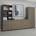Venturo Megapap melamine office bookcase with doors in athracite - walnut color 80x40x200cm.