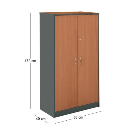 Two-leaf office wardrobe by melamine in cherry - dark grey color 80x40x172cm.