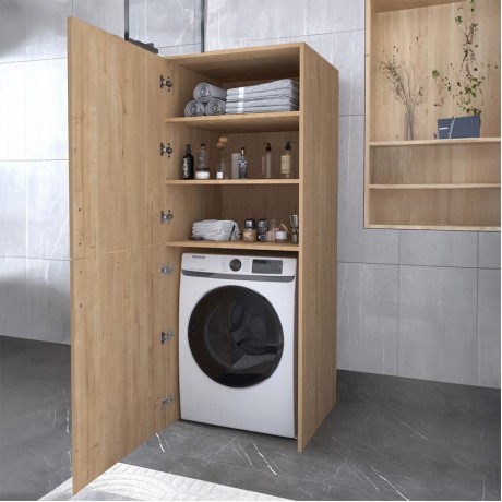 Miles Megapap melamine bathroom - laundry machine cabinet in sapphire oak color 70x70x180cm.
