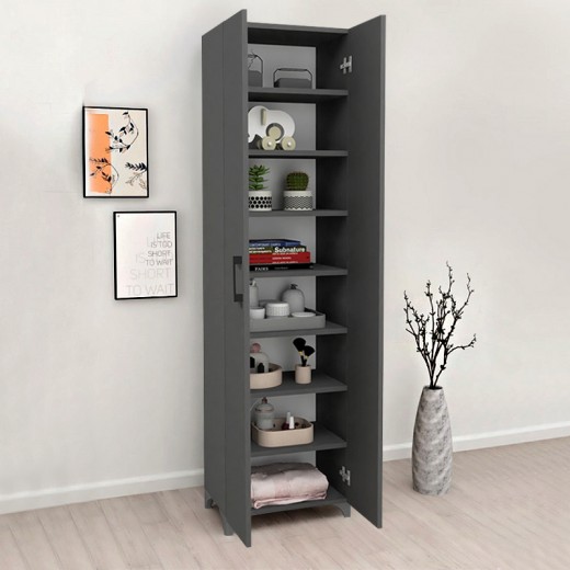 Ντουλάπα - Παπουτσοθήκη Lilly Megapap χρώμα ανθρακί 49x32x178εκ. Ντουλάπα - Παπουτσοθήκη Lilly Megapap χρώμα ανθρακί 49x32x178εκ.