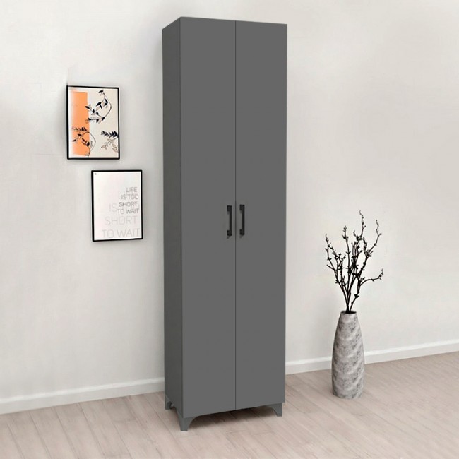 Ντουλάπα - Παπουτσοθήκη μελαμίνης Lilly Megapap χρώμα ανθρακί 49x32x178εκ.