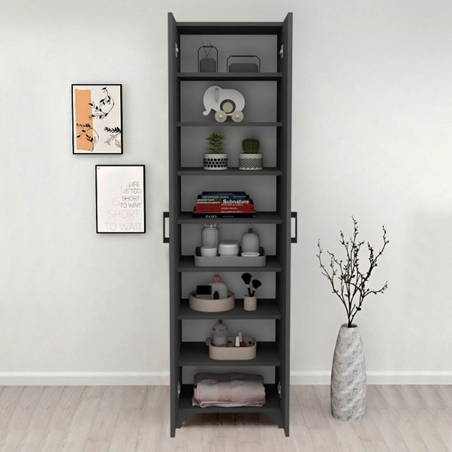 Ντουλάπα - Παπουτσοθήκη μελαμίνης Lilly Megapap χρώμα ανθρακί 49x32x178εκ.