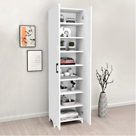 Ντουλάπα - Παπουτσοθήκη Lilly Megapap χρώμα λευκό 49x32x178εκ.