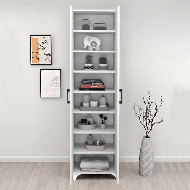 Ντουλάπα - Παπουτσοθήκη μελαμίνης Lilly Megapap χρώμα λευκό 49x32x178εκ.