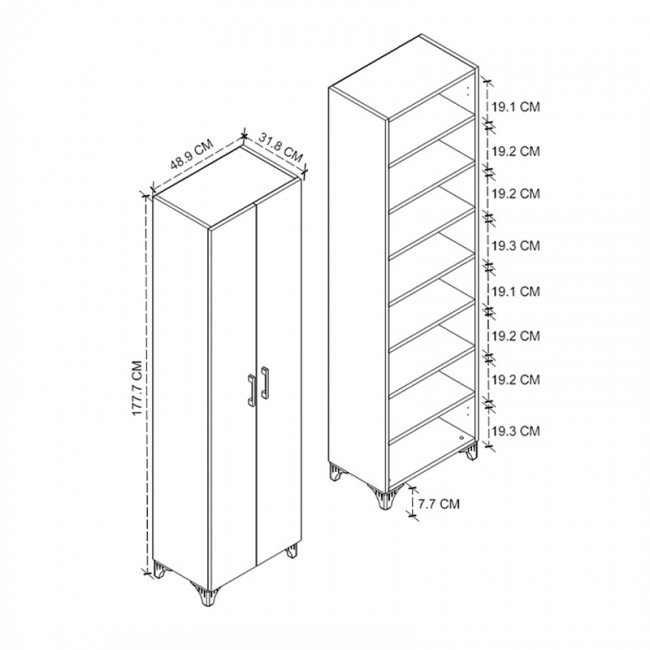 Ντουλάπα - Παπουτσοθήκη μελαμίνης Lilly Megapap χρώμα λευκό 49x32x178εκ.