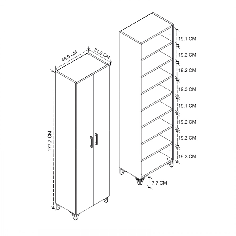 Lilly Megapap melamine wardrobe - shoe rack in white color 49x32x178cm