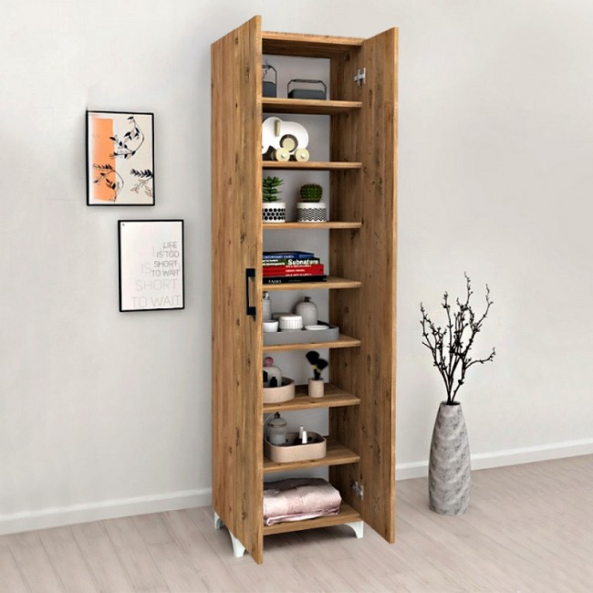 Ντουλάπα - Παπουτσοθήκη μελαμίνης Lilly Megapap χρώμα pine oak 49x32x178εκ.