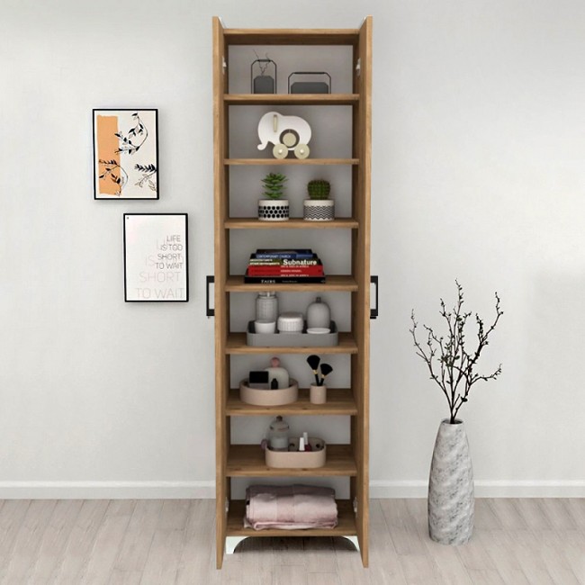 Ντουλάπα - Παπουτσοθήκη μελαμίνης Lilly Megapap χρώμα pine oak 49x32x178εκ.