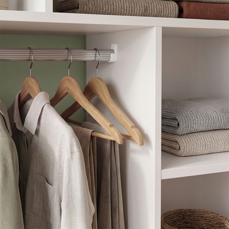 Dual Megapap melamine open wardrobe - hall stand in white color 120x40.3x150cm.