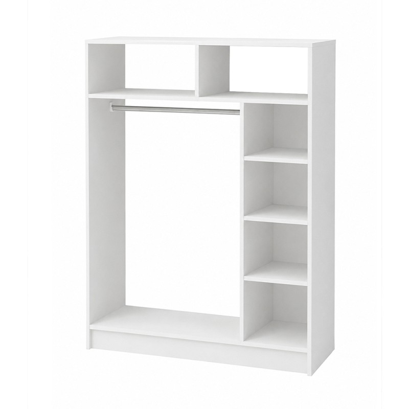 Dual Megapap melamine open wardrobe - hall stand in white color 120x40.3x150cm.