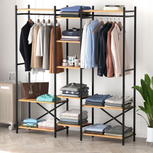 Ντουλάπα ρούχων ανοιχτή - Έπιπλο εισόδου Openix Megapap χρώμα pine oak 171,7x34,2x180,7εκ.