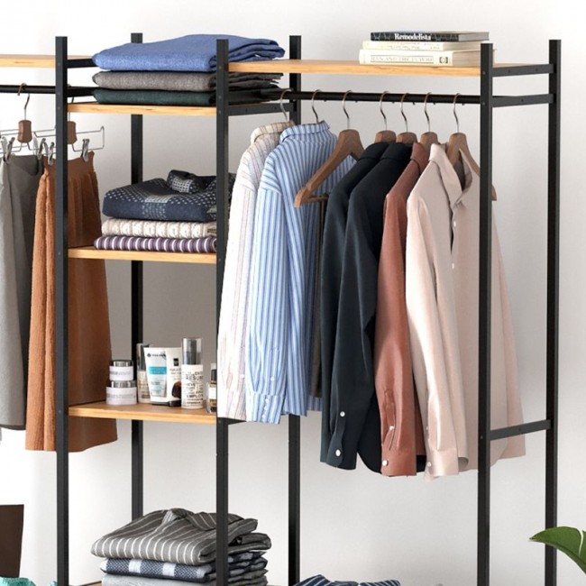 Ντουλάπα ρούχων ανοιχτή - Έπιπλο εισόδου Openix Megapap χρώμα pine oak 171,7x34,2x180,7εκ.