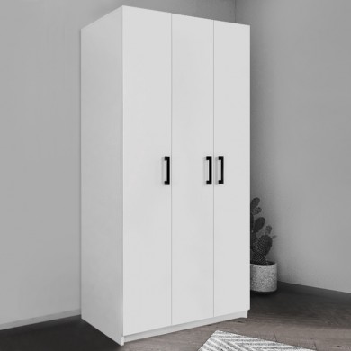 Dacota Megapap melamine three doors wardrope in white color 90x47x180cm.