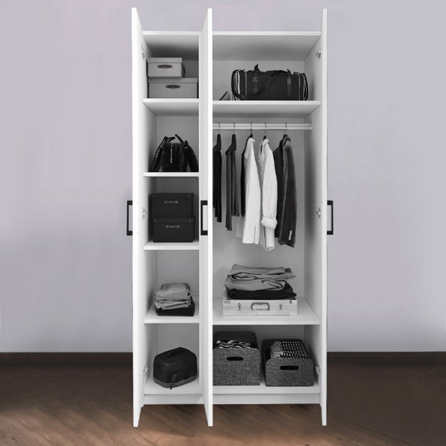 Ντουλάπα ρούχων Dacota Megapap μελαμίνης τρίφυλλη χρώμα λευκό 90x47x180εκ. Ντουλάπα ρούχων Dacota Megapap μελαμίνης τρίφυλλη χρώμα λευκό 90x47x180εκ.