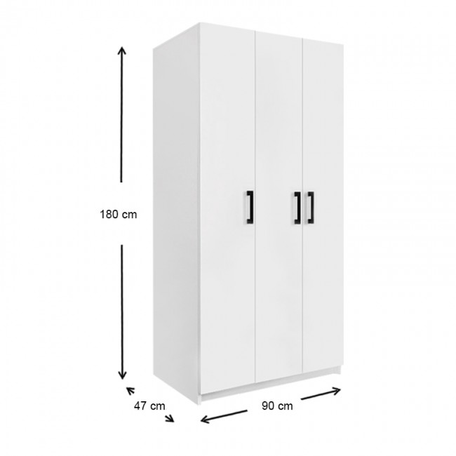 Ντουλάπα ρούχων Dacota Megapap μελαμίνης τρίφυλλη χρώμα λευκό 90x47x180εκ. Ντουλάπα ρούχων Dacota Megapap μελαμίνης τρίφυλλη χρώμα λευκό 90x47x180εκ.