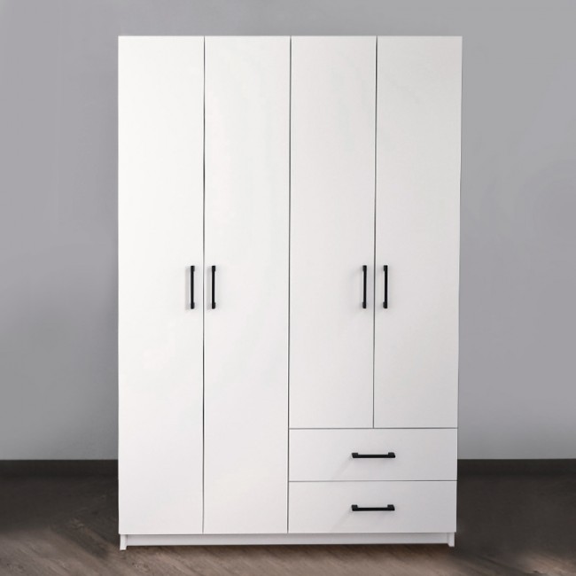 Ντουλάπα ρούχων Dacota Megapap τετράφυλλη με συρτάρια χρώμα λευκό 120x47x180εκ. Ντουλάπα ρούχων Dacota Megapap τετράφυλλη με συρτάρια χρώμα λευκό 120x47x180εκ.