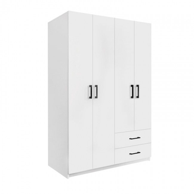 Ντουλάπα ρούχων Dacota Megapap τετράφυλλη με συρτάρια χρώμα λευκό 120x47x180εκ. Ντουλάπα ρούχων Dacota Megapap τετράφυλλη με συρτάρια χρώμα λευκό 120x47x180εκ.