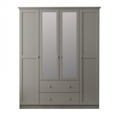 Emily Megapap 4 doors wardrobe with mirror in anthracite color 140x50x210cm.