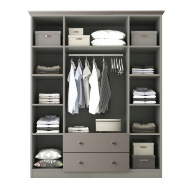 Emily Megapap 4 doors wardrobe with mirror in anthracite color 140x50x210cm.