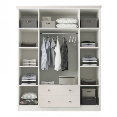Emily Megapap 4 doors wardrobe with mirror in white color 140x50x210cm.