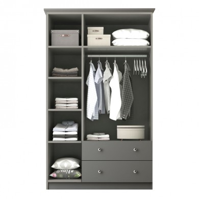 Emily Megapap 3 doors wardrobe with mirror  in anthracite color 105x50x210cm.