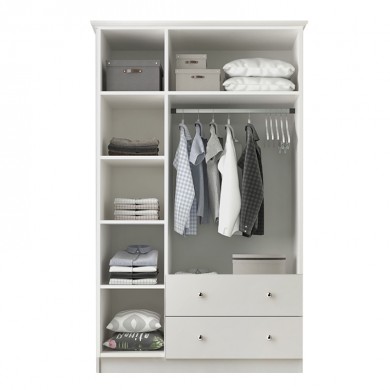 Ντουλάπα ρούχων Emily Megapap τρίφυλλη με καθρέπτη και συρτάρια χρώμα λευκό 105x50x210εκ.