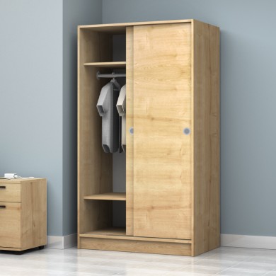 Misra Megapap two-doors sliding melamine wardrobe oak color 94x52x182cm.
