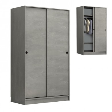Misra Megapap two-doors sliding melamine wardrobe concrete grey color 94x52x182cm.