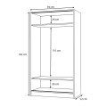 Misra Megapap two-doors sliding melamine wardrobe walnut color 94x52x182cm.