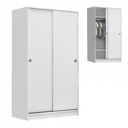 Ντουλάπα ρούχων Misra Megapap δίφυλλη συρόμενη χρώμα λευκό 94x52x182εκ.