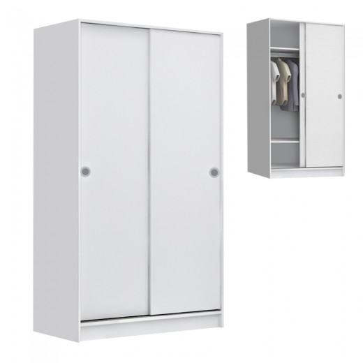 Ντουλάπα ρούχων Misra Megapap δίφυλλη συρόμενη χρώμα λευκό 94x52x182εκ. Ντουλάπα ρούχων Misra Megapap δίφυλλη συρόμενη χρώμα λευκό 94x52x182εκ.