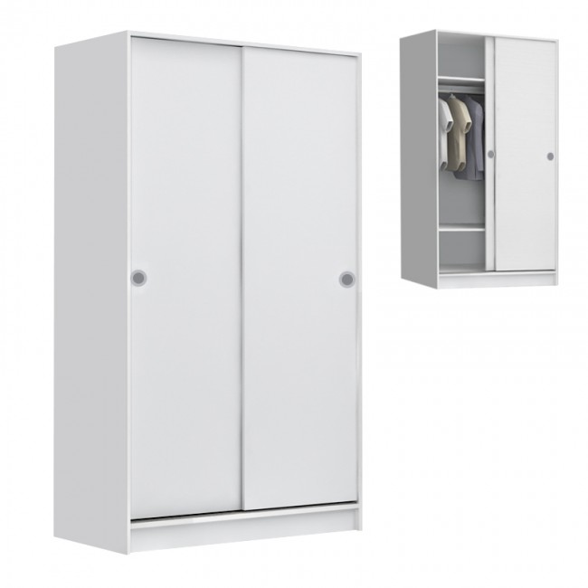 Ντουλάπα ρούχων Misra Megapap δίφυλλη συρόμενη χρώμα λευκό 94x52x182εκ.