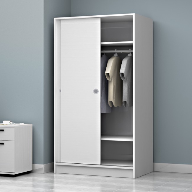 Ντουλάπα ρούχων Misra Megapap δίφυλλη συρόμενη χρώμα λευκό 94x52x182εκ.